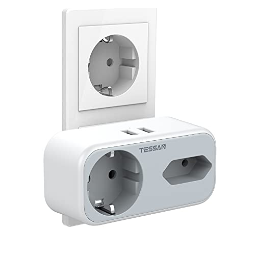 Adaptador de Energia LADRON ENCHUFES USB com luz indicadora TESSAN - Fontes de alimentação elétrica - schuko, usb 2.0, 2 portas, indicadora