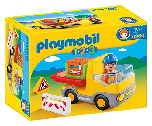Playmobil 1.2.3 Camião de Transporte de Materiais PLAYMOBIL - Conjuntos de brinquedos - camião, transporte, materiais, motor, escada, figuras