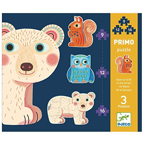 Puzzle BIGJIGS Primo Into The Forest (Idade Mínima: 3) Djeco - Quebra-cabeças de encaixar - puzzle, cartão, selva, peixes, animais, dificuldade