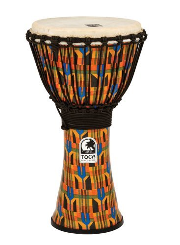 Toca de Djembe FREESTYLE Kente Cloth (Preto) Toca - Acessórios para instrumentos musicais e orquestra - kente cloth, preto, corda alpina, 20 cm