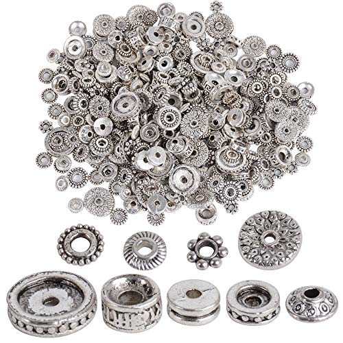 Jogo de contas JNCH 120pcs abajures mistos separadores (12,5 x 1 cm) JNCH - Missangas - plata tibetana, revestimento m, 5-15mm, 1-3mm