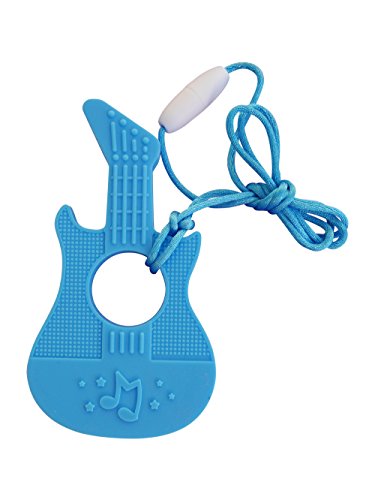 Chupeta com Forma de Guitarra Azul LIONELO Milkmama - Cuidados com a higiene oral - guitarra, silicone macio, fácil de limpar, certificado FDA