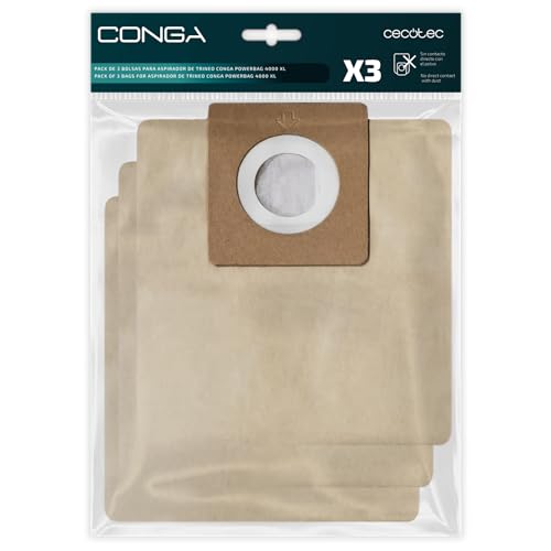 Sacos Recicláveis Cecotec Conga Powerbag 4000 Xl 3 Unidades Cecotec - Acessórios de aspirador - 4L, fácil de retirar, lavável, compatível