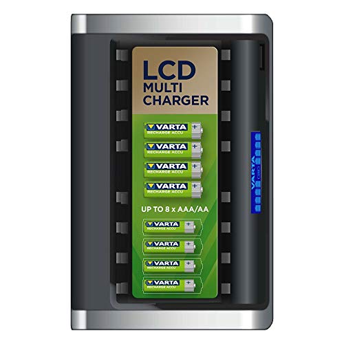 Carregador Pilhas Varta LCD-8 | Preto, Amarelo Varta - Carregadores de bateria de uso geral - preto, amarelo, carregador de pilhas