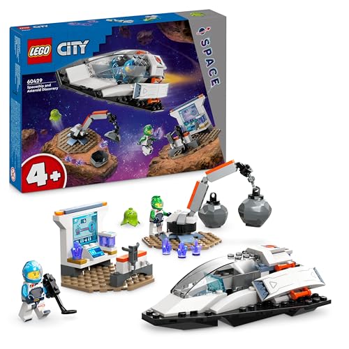 LEGO City: Nave Espacial e Descoberta do Asteróide - 60429 (Idade Mínima: 4) LEGO - Blocos de encaixe - nave espacial, asteróide, astronautas, meteorito
