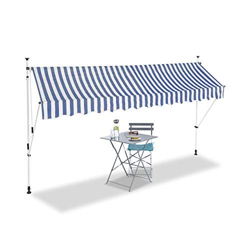 Toldo de Guarda-Sol Relaxdays 100% Algodão - Azul (Textiles de jardín) Relaxdays - Revestimento - toldo, guarda-sol, algodão, azul