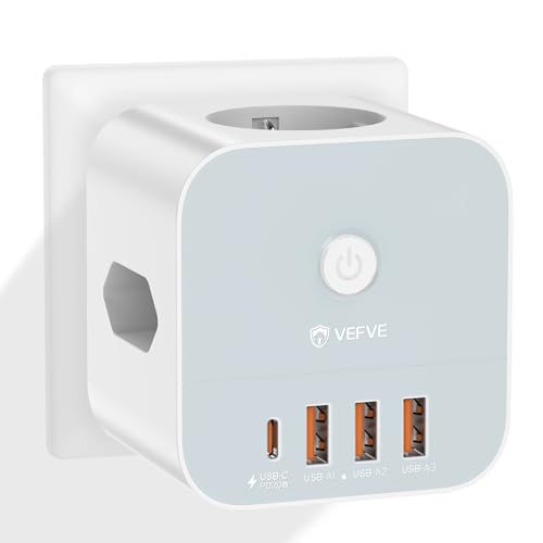 Extensão Elétrica VEFVE 7 em 1 com Interruptor e Usb VEFVE Tech - Fios e cabos elétricos - 7 em 1, interruptor, usb, 2m, 3500w