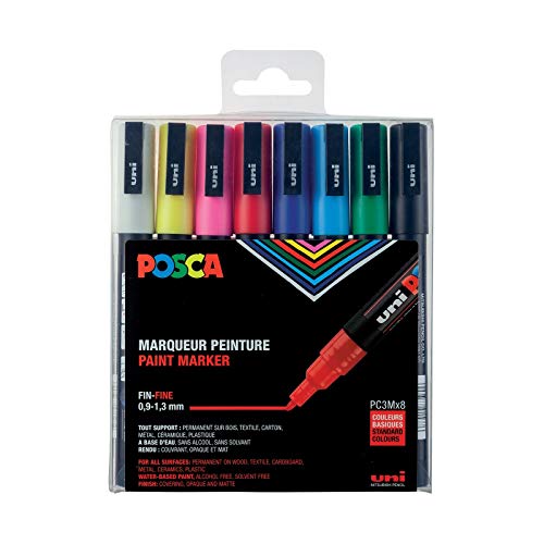 Marcador POSCA Uni Mitsubishi 8 Unidades POSCA - Marcadores e marcadores de texto - tinta à base de água, não tóxica, lavável, multi-superfície