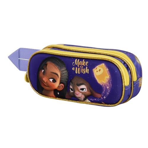 Estojo WISH Karaktermania Power Of The Wishes Star Double 2D/3D Lilás KARACTERMANIA - Estojos para canetas e lápis - bolsos duplos, fecho éclair, design com relevo, capa removível