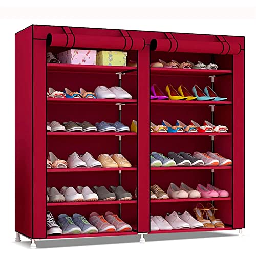 Sapateira de Madeira com Portas de Correr - Vermelho - 110 x 120 x 30 cm Nyana - Organizadores e sapateiras - sapateira, madeira, portas de correr, vermelho, 110x120x30cm