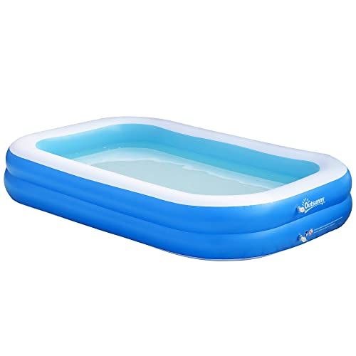 Piscina Insuflável OUTSUNNY Azul (266x178x56cm) Outsunny - Equipamento de jogo ao ar livre - piscina insuflável, exterior, pvc, capacidade 2 pessoas, estabilidade