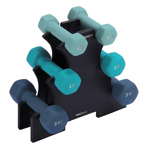 Conjunto de 6 Halteres CECOTEC Drumfit (1-3 kg) Cecotec - Roupa - 6 halteres, 1.3 kg, neopreno, hexagonais