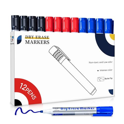 Marcador MAXTEK para Quadro Branco (Branco - 12 Un) maxtek - Marcadores e marcadores de texto - quadro branco, cores vivas, tinta lavável