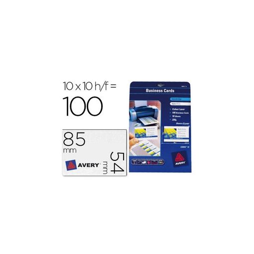 Avery Business Cards 85 x 54 Quick & Clean 10 Sheets Avery - Cartões de visita - 85x54, quick & clean, 10 folhas, papel fotográfico