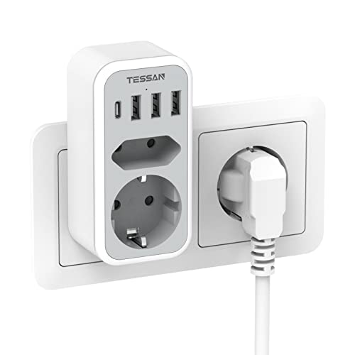 Tessan 5A Usb-C 3Usba 230V 50Hz Branco TESSAN - Terminais e conectores de fio - usb-c, 3 usb, 230v, 50Hz