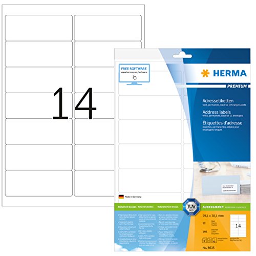 Herma Labels white 99x38 SuperPrint 140 pcs. HERMA - Etiquetas de endereço - branco, 140 pcs, a4, border