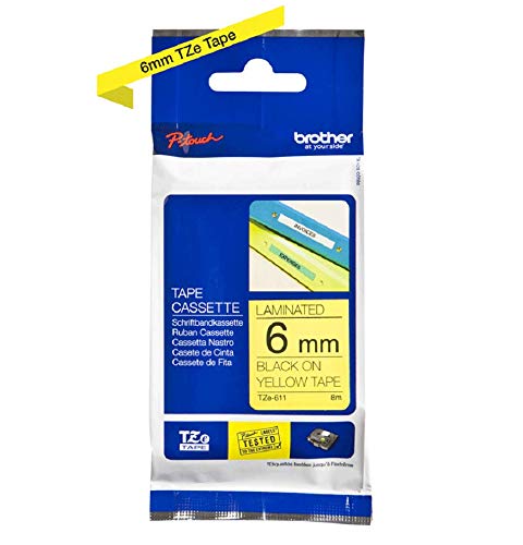 Fita para Etiquetadora BROTHER TZe-611 Preto Brother - Fitas de etiquetas e recargas - preto, amarelo, 6 mm, 8 m