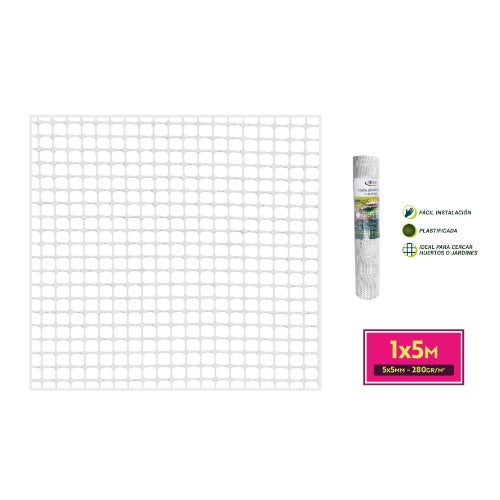 Malla Plastica HERSIG 5X5 Mm 280Gr/M2 1X5M Hersigrim - Agricultura - plástico, branco, 280g/m², 5x5mm