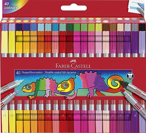 Caixa de 40 Marcadores FABER-CASTELL (Multicor) CARLOS WENDEL, S. LTDA. - Canetas - multicor, 40 marcadores, ponta fina, ponta grossa