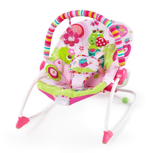 Assento de Alimentação KIDS II Raspberry Garden Rocker BRIGHT STARTS - Móveis para bebês e crianças pequenas - ajustável, posições, removível, modernismo