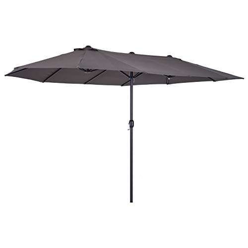 Guarda-Sol Duplo Outsunny | Tecido de Poliéster | Proteção Solar UV | 4,6 x 2,7 x 2,4 m - Cinza Outsunny - Móveis de exterior - proteção solar uv, tecido poliéster, 4,6x2,7x2,4m