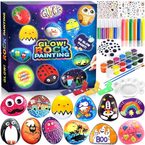 Kit de Artesanato para Crianças GUHAOOL 12 Pedras e 24 Tintas GUHAOOL - Kits de artesanato de brinquedos - artesanato, crianças, 12 pedras, 24 tintas