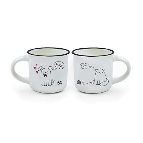 Caneca de Café com Desenhos de Gato e Cão Legami - Xícaras de café e chá - porcelana, desenhos de gato, desenhos de cão, unica