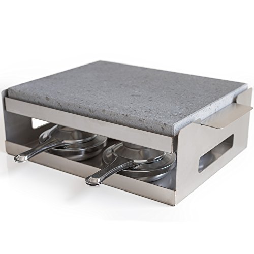Grelhador de Pedra com Alcachofras e Suporte Aço Inoxidável 25X20X3Cm dekobe - Eletrodomésticos de cozinha - grelhador, pedra, alcachofras, aço inoxidável, suporte