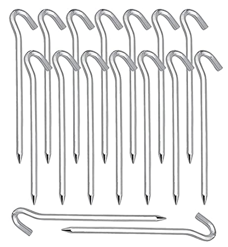 Puerhuaci Piquetas de Campismo 20 Peças (Recondicionado Sinais de Uso) PUERHUACI - Barras e estacas para tendas - gancho curvo, alumínio fundido, 18 cm, 6 mm