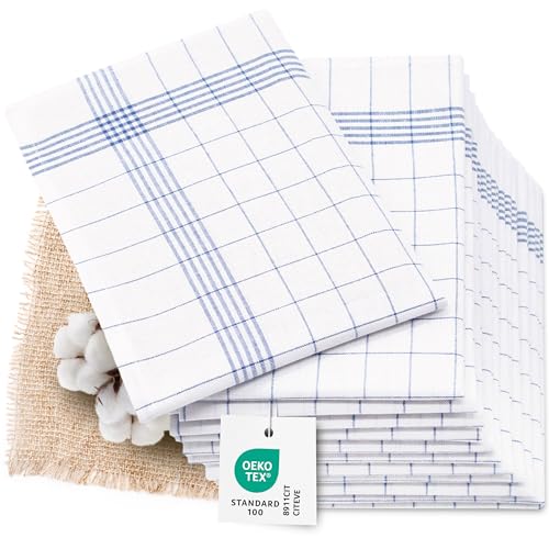 Conjunto de 12 Panos para Cozinha ZOLLNER Linho e Algodão (Azul) ZOLLNER - Panos de cozinha - panos, cozinha, azul