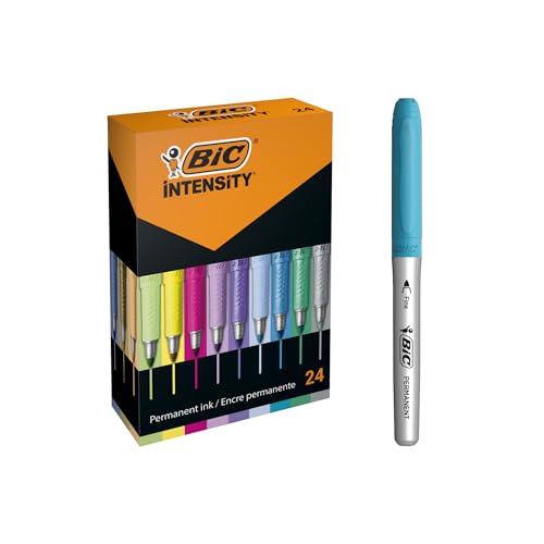 Marcador Permanente Bic Intensity (Caixa de 24) BIC - Marcadores e marcadores de texto - 24 cores, tinta opaca, intensas, pastel