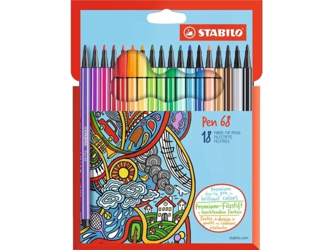 Canetas de Feltro STABILO Pen 68 Fine Multi Stabilo - Canetas - feltro, 68 fine, multi, tinta lavável