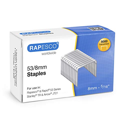 Agrafos GALVANIZADOS 53/8mm (Caixa 5.000) Rapesco - Grampos - galvanizados, 53/8mm, cabeça cincel
