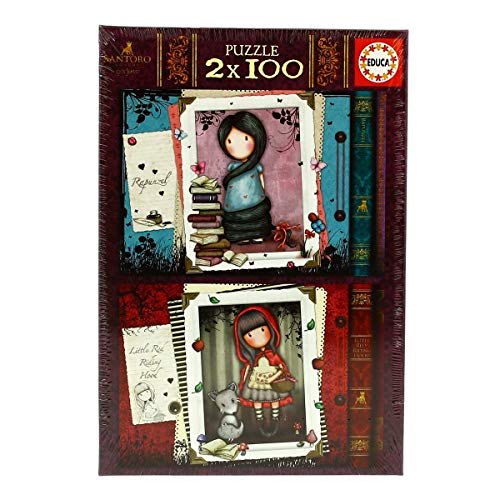 Puzzle 2X100 Little Red Riding Hood + Rapunzel Gorjuss EDUCA - Quebra-cabeças de encaixar - puzzle, 2x100, little red riding hood, Rapunzel, gorjuss, peças grandes