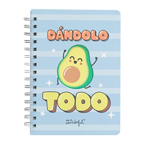 Caderno Papyrus com Design e Mensagem Mr. Wonderful Aguacate: Dando Todo Mr. Wonderful - Papel de impressora e copiadora - anti-estresse, espiral, memory foam, 160 páginas