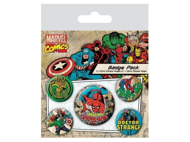 Figura de Ação SPIDER-MAN Retro Spiderman Badge (Idade Mínima Recomendada: 3 anos) Pyramid International - Botões de alfinete - spider-man, retro, badge, 3 anos