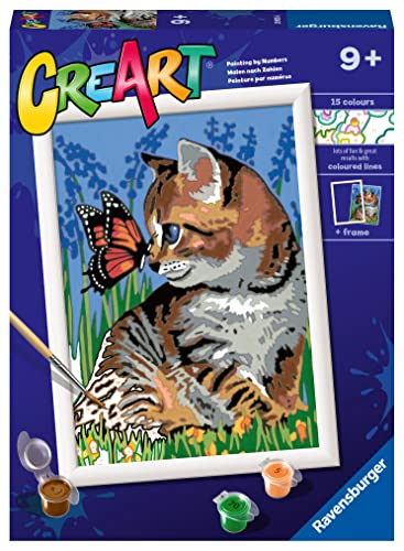 Pintar por Números: Gatinho e Borboleta RAVENSBURGER Ravensburger - Materiais de arte e artesanato - gatinho, borboleta, creart, pintar por números