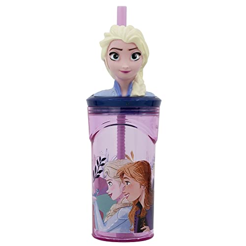 Garrafa Tupper FROZEN Disney Frozen (360ml) Stor - Porta-alimentos e bebidas - 360ml, pajita incorporada, figura em 3D, personagens disney