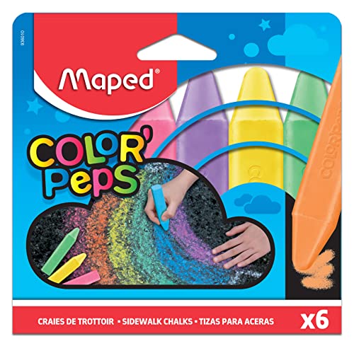 Lápis de Cor MAPED Color Peps (6 Unidades) Maped - Giz - conjunto, 6 unidades, cores vivas, laváveis a mão