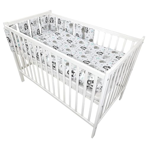 Conjunto de Berço e Roupa de Cama BELO24 Happy Leo Cinza Bello24 - Móveis para bebês e crianças pequenas - berço, roupa de cama, cinza