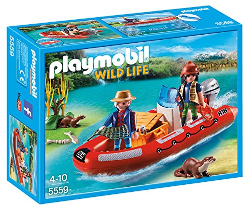PLAYMOBIL Wild Life - Barco de Insuflação (Idade Mínima: 4) PLAYMOBIL - Conjuntos de brinquedos - barco, insuflação, motor submarino, bebé
