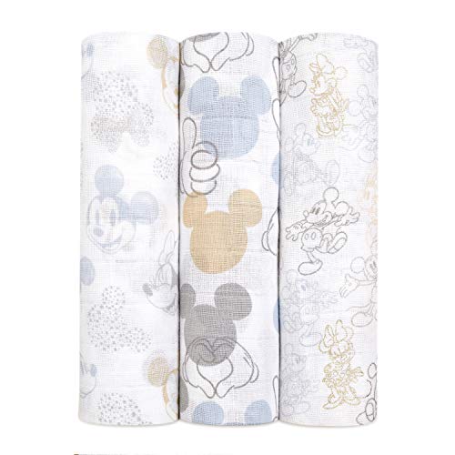 Manta ADEN & ANAIS Mickey e Minnie (Algodão - 120x120cm) Aden & Anais - Roupa de cama e cama - manta, aden & anais, mickey, minnie, algodão, 120x120cm