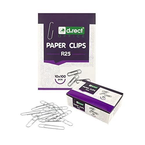 D.RECT 1000 Clipes Metálicos para Papel de Oficina 25 Mm Leviatan-Poligrafia Sp. o.o. - Clipes de papel e grampos - 25 mm, metálicos, documentos, ecológico