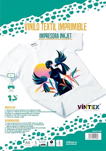 Vinil VinTEX Impressão em Tecido A4 (5 Folhas) VINTEX CRAFTS - Papel de impressora e copiadora - preto, a4, poliuretano, 5 folhas