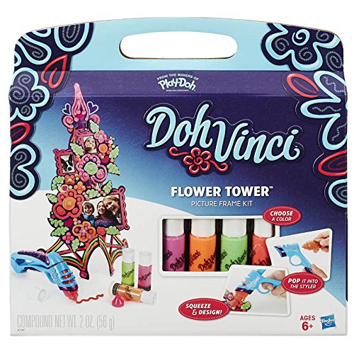 Kit de Artesanato para Crianças PLAY-DOH 3D Flower Tower (Idade Mínima: 5) Hasbro - Kits de artesanato de brinquedos - kit, artesanato, crianças, play-doh, 3d flower tower, cores, formas, aplicador, tubos deco pop, ponta especial, guia de ideias