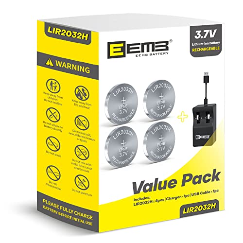 Bateria Recarregável EEMB LIR2032H (Para Controlo Remoto) EEMB Co.,Ltd - Baterias - 3,7 V, 70 mah, 20 mm, carregador dedicado