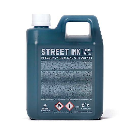 Tinteiro MONTANA Colors (Preto - 1L - Acrílico) MTN - Recargas de tinta para marcadores e marcadores fluorescentes - preto, 1L, acrilico, montana colors