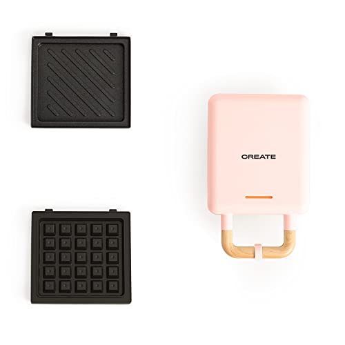 Máquina de Sanduíche CREATE STONE GRILL (Rosa - 600 W) CREATE - Sanduicheiras - 600 W, placas intermutáveis, sanduíches, gofres