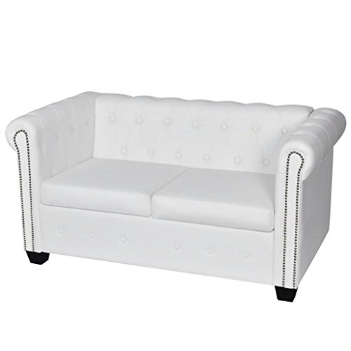 Sofá VIDAXL Cama Tipo Chesterfield (Branco - Couro sintético) vidaXL - Sofás - chesterfield, couro sintético, branco