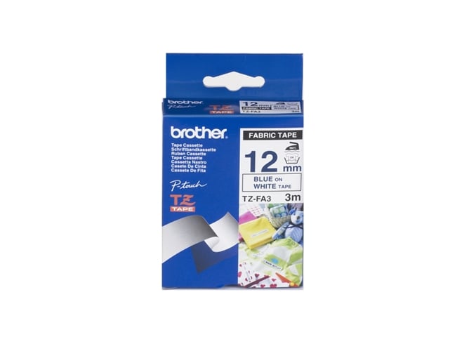Fita para Etiquetadora Brother TZe-Fa3 Azul Brother - Fitas de etiquetas e recargas - 12 mm, 3 m, azul marinho, branco